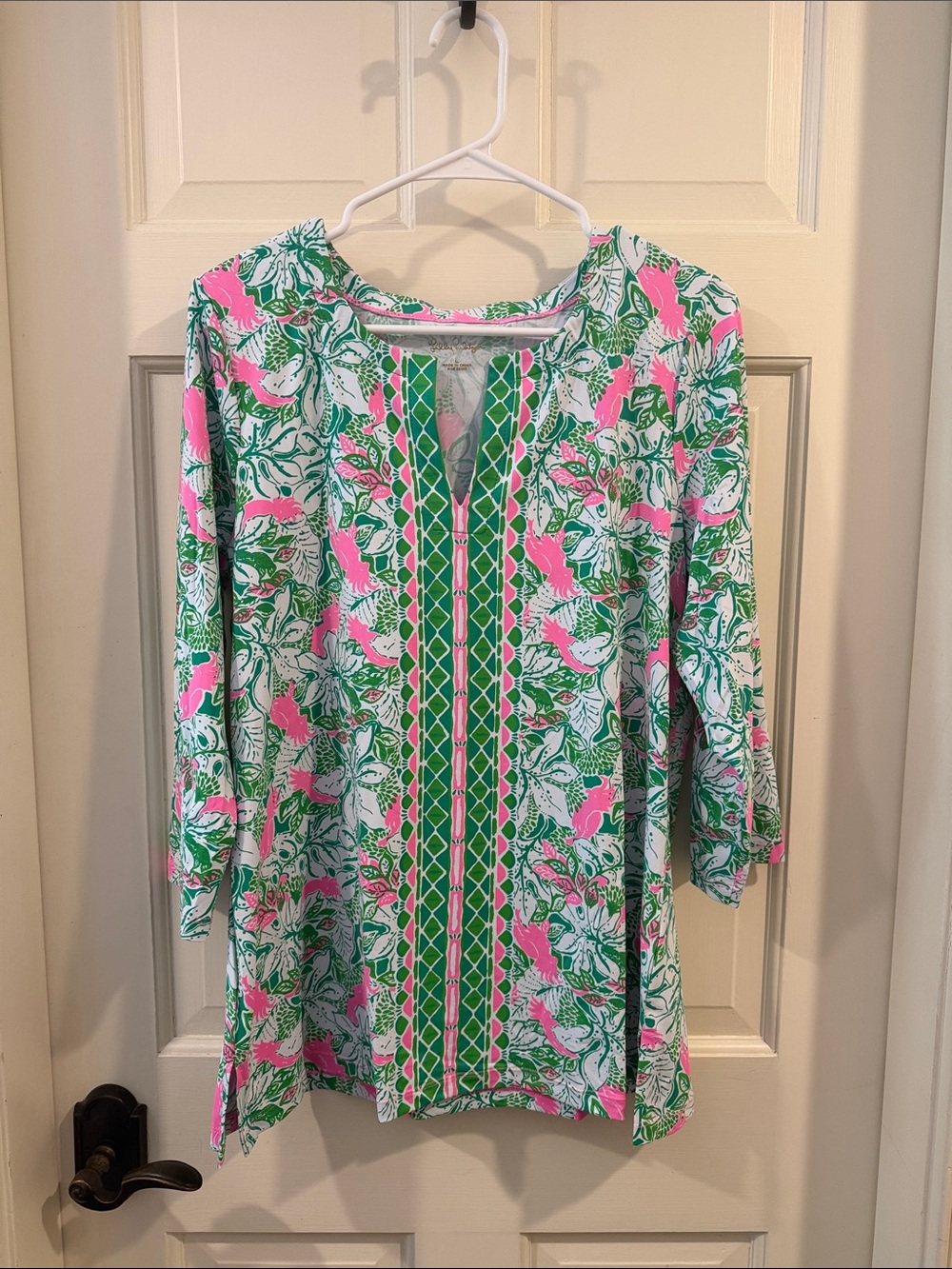 Lilly Pulitzer UPF 50+ Green and Pink Patterned Tunic